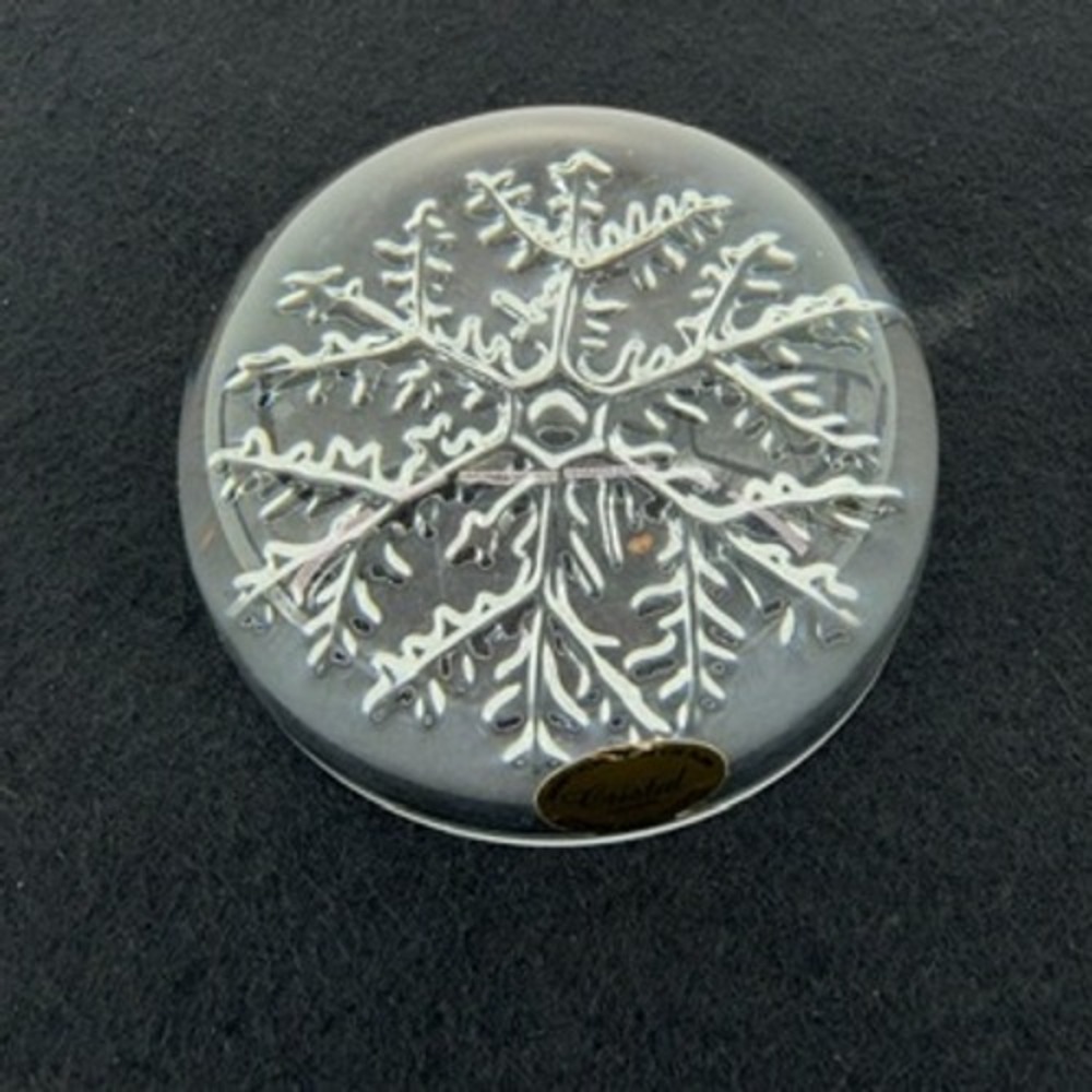 Cristal France Lead Crystal Snowflake Paperweight Frosted Winter Decor 3 Inch